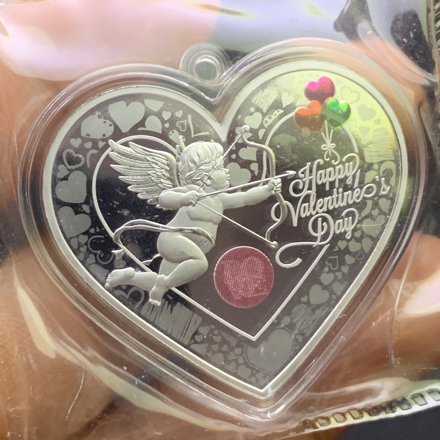 《竞宝斋》第186场-周日，周一 2场 (全场包邮) 中国 2019 天使丘比特 爱情熊猫 心型银章  999银25克 带编号 N可评级