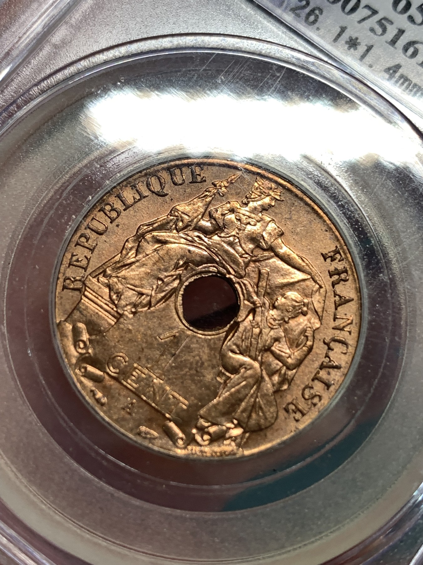 《竞宝斋》第186场-周日，周一 2场 (全场包邮) 公博 MS65 法属印支1939年百分之一铜币