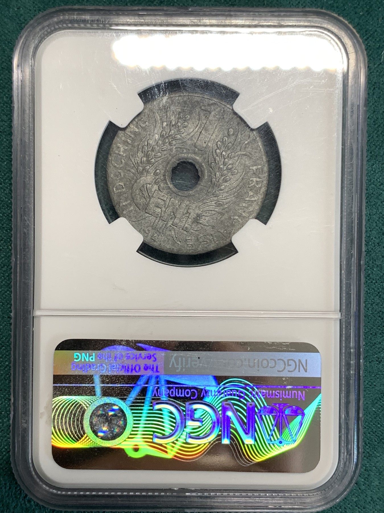 《竞宝斋》第186场-周日，周一 2场 (全场包邮) NGC UNC 法属印支1940年1分锌币