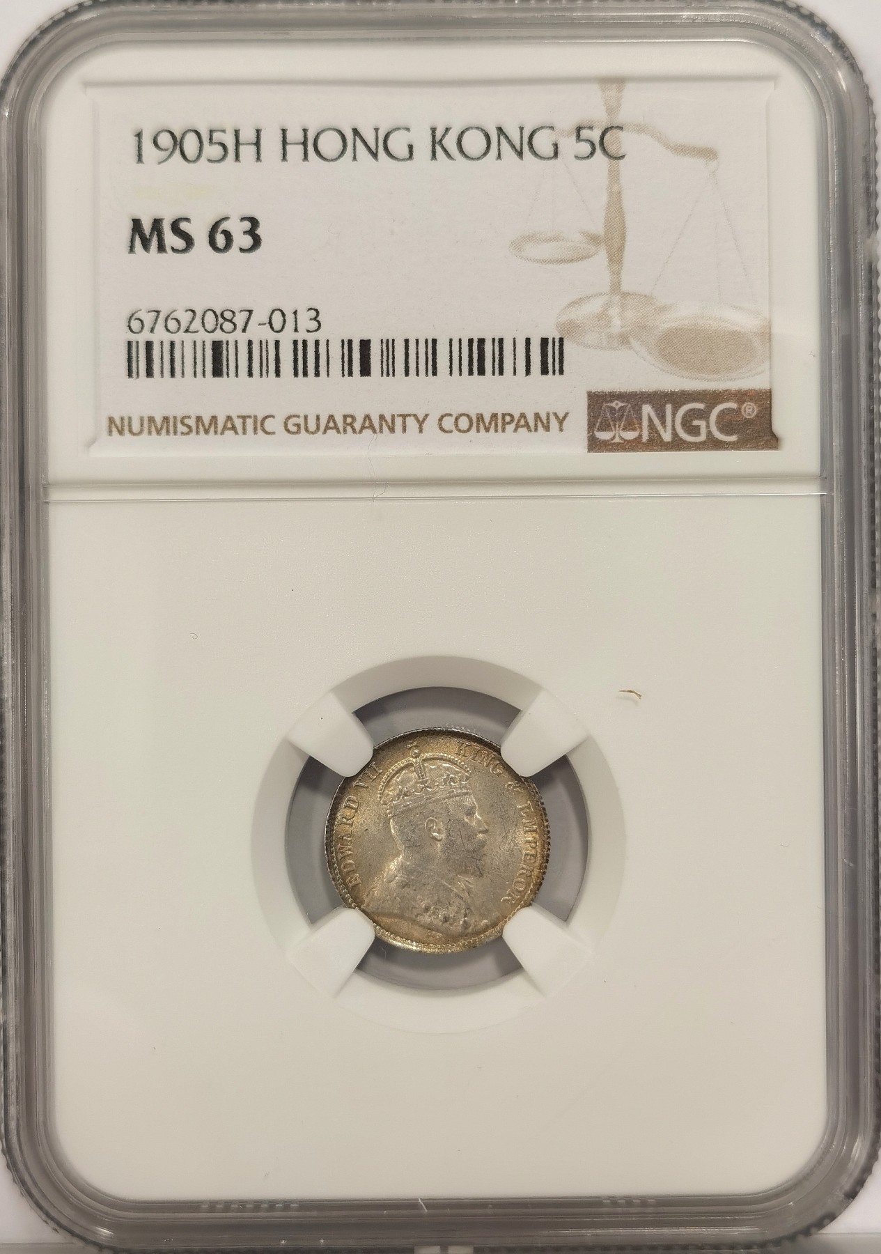 博洋堂世界钱币拍卖第037期（全场包邮） NGC MS63 1905H爱七香港五仙银币