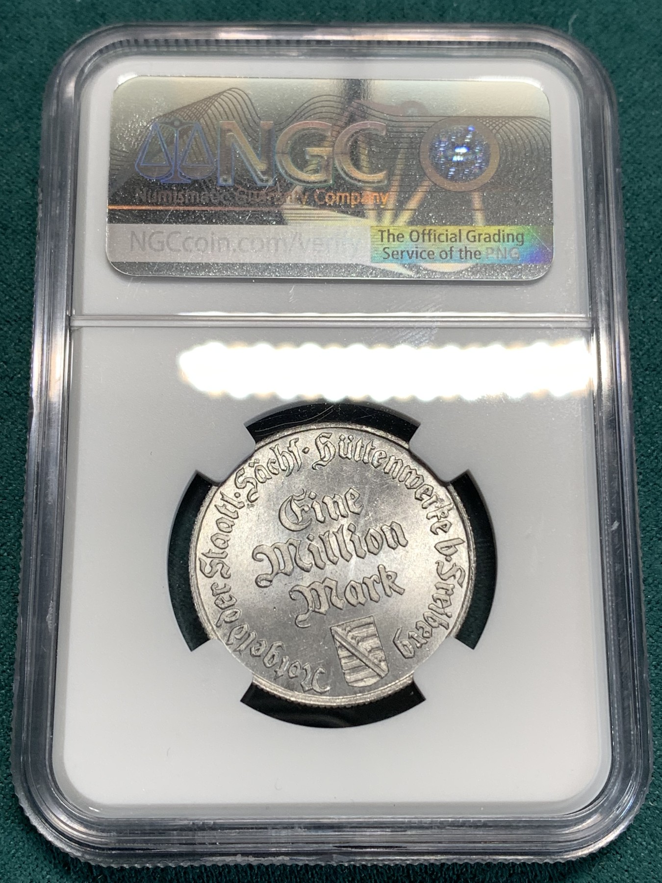 《竞宝斋》第186场-周日，周一 2场 (全场包邮) NGC MS65 德国 1923 弗莱堡 1百万马克 高分少见品种