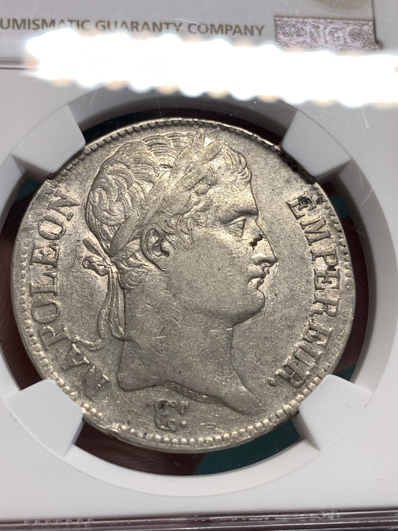 《竞宝斋》第186场-周日，周一 2场 (全场包邮) NGC VF 法国1808年 拿破仑一世 5法郎银币 不多的年份 B厂也少见