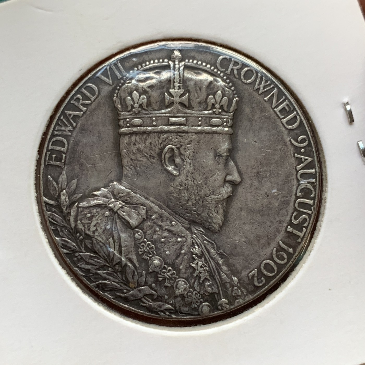 《竞宝斋》第186场-周日，周一 2场 (全场包邮) 英国 爱德华七世 1902年 登基纪念银章 12.7克 31mm直径