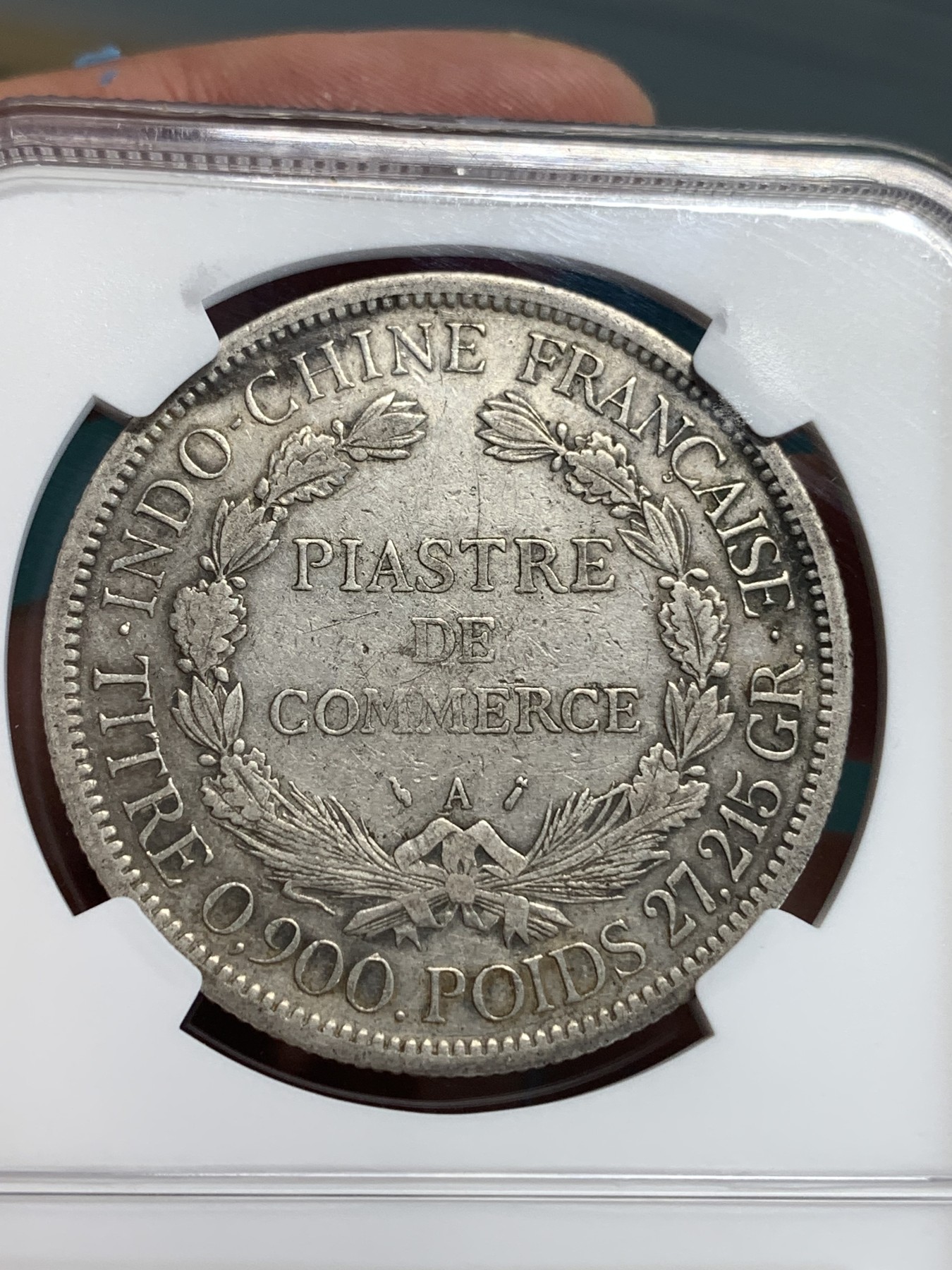 《竞宝斋》第186场-周日，周一 2场 (全场包邮) NGC-XF  法属印支 坐洋加重版 1895 1皮亚斯特 坐人银币