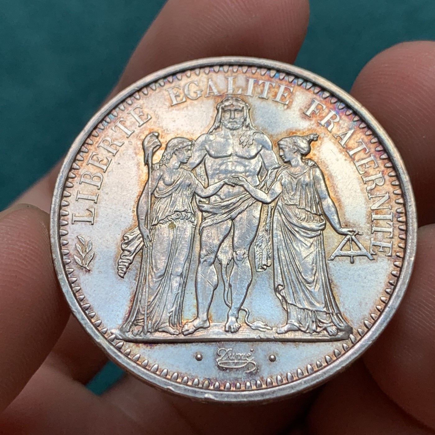 《竞宝斋》第186场-周日，周一 2场 (全场包邮) 1969年 法国 大力神 10法郎 原光大银币 包浆漂亮