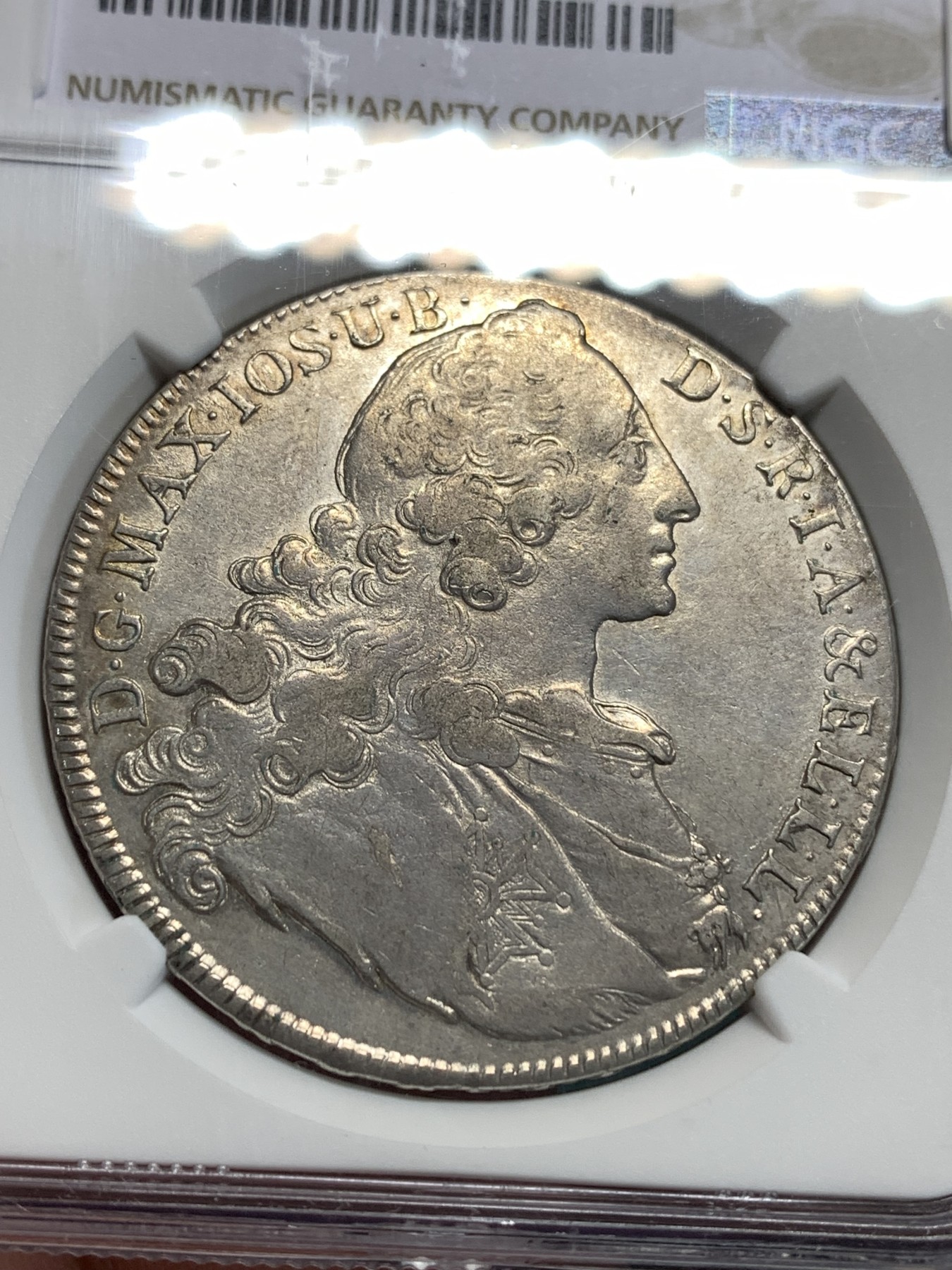 《竞宝斋》第186场-周日，周一 2场 (全场包邮) NGC-XF45 德国 1764 巴伐利亚圣母 抱婴 泰勒 大银币