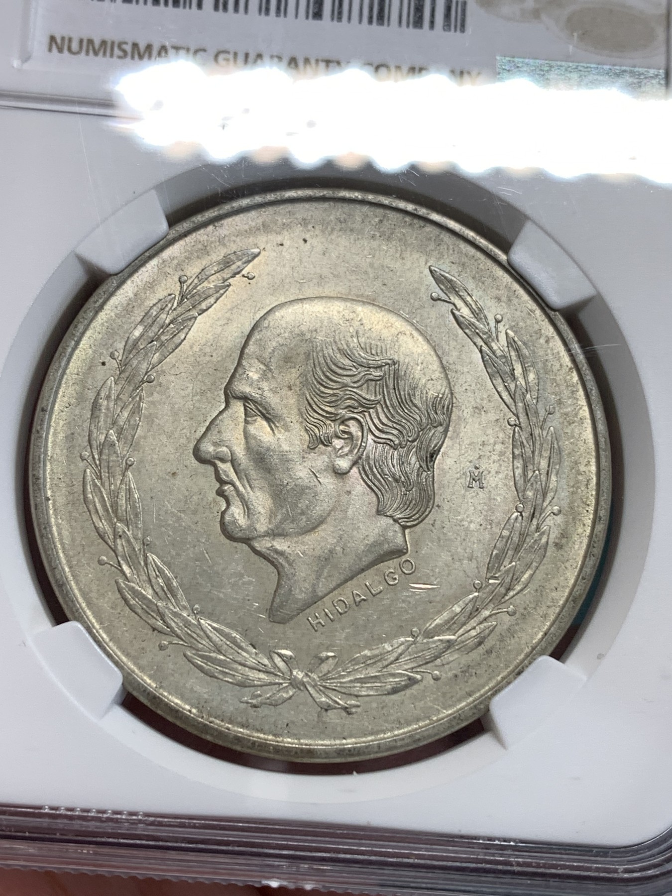 《竞宝斋》第186场-周日，周一 2场 (全场包邮) NGC-MS63 墨西哥1952年 5比索大银币 难得63分 好品太少了