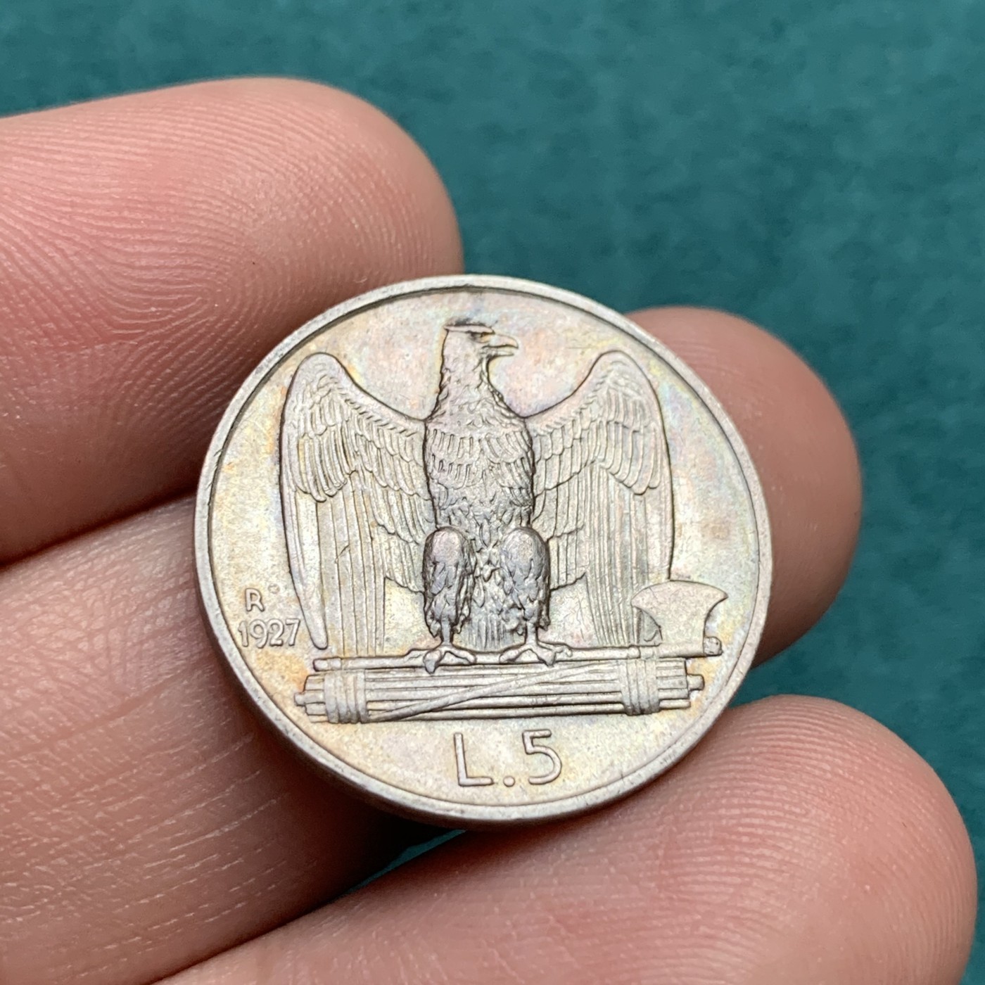 《竞宝斋》第186场-周日，周一 2场 (全场包邮) 意大利 1927年 鹰版 5里拉银币