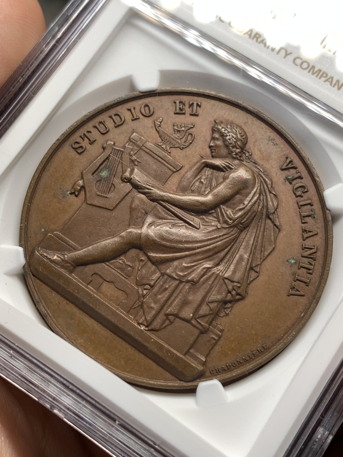 《竞宝斋》第186场-周日，周一 2场 (全场包邮) NGC MS63 瑞士  1909 日内瓦文学奖 大铜章 细节好加厚盒子