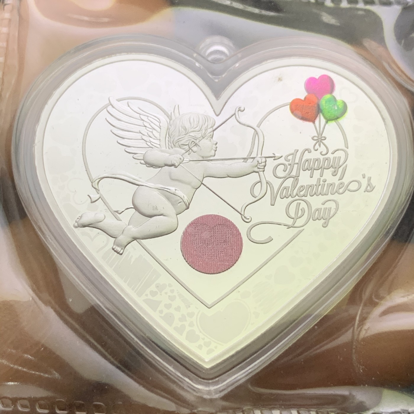 《竞宝斋》第186场-周日，周一 2场 (全场包邮) 中国 2019 天使丘比特 爱情熊猫 心型银章  999银25克 带编号 N可评级