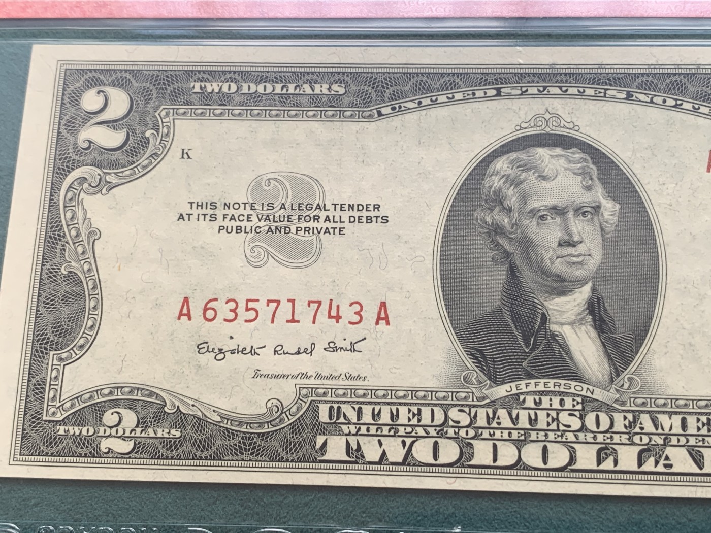 《竞宝斋》第186场-周日，周一 2场 (全场包邮) 1953年2美元B版 红库印 AA冠号 爱藏64