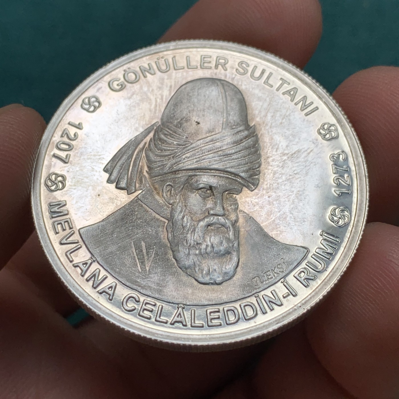 《竞宝斋》第186场-周日，周一 2场 (全场包邮) 土耳其2002年1千万里拉高值精制大银币，925银，直径38.61mm，重量31.42g