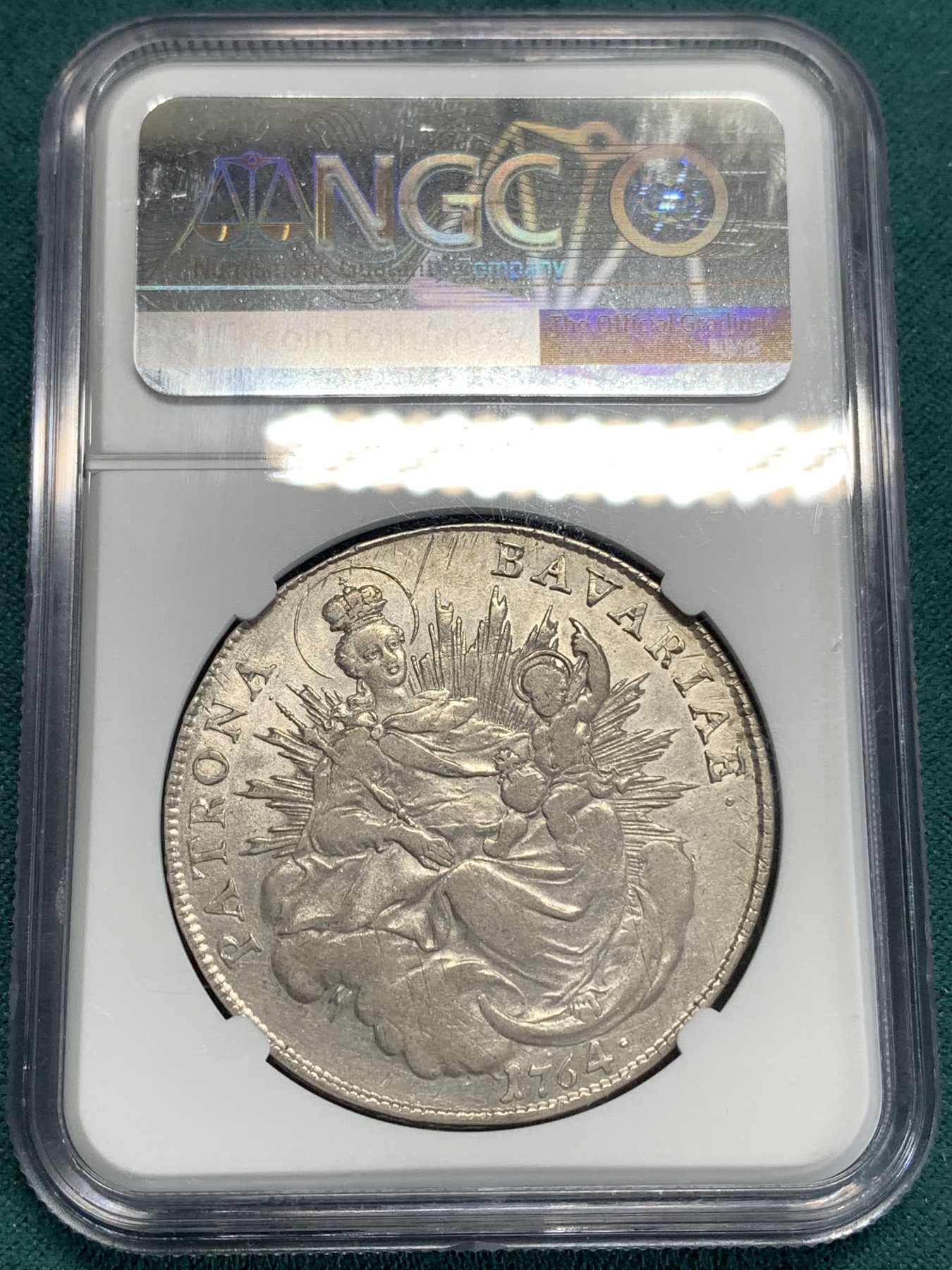 《竞宝斋》第186场-周日，周一 2场 (全场包邮) NGC-XF45 德国 1764 巴伐利亚圣母 抱婴 泰勒 大银币