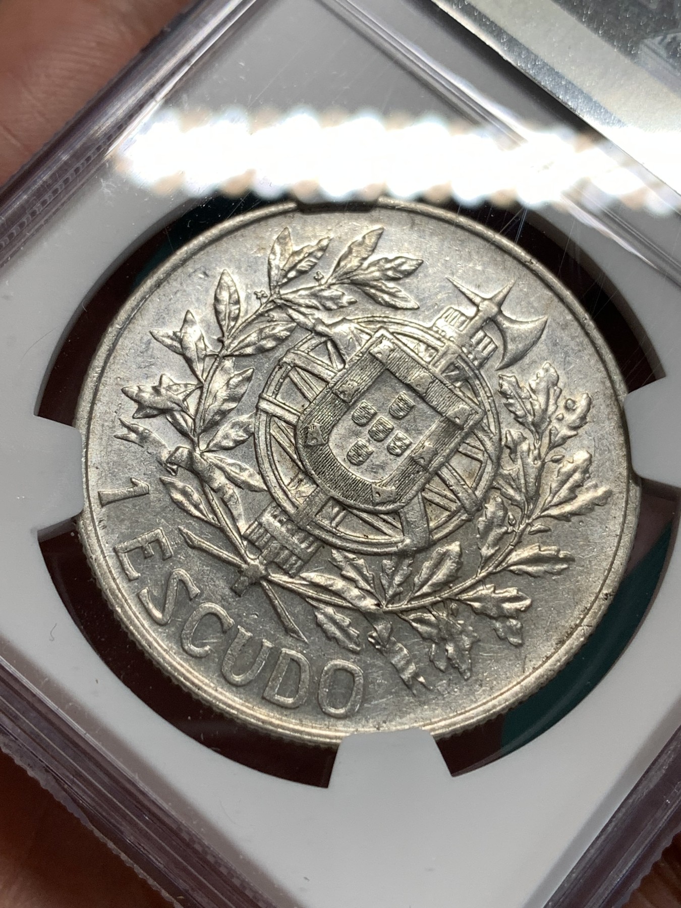 《竞宝斋》第186场-周日，周一 2场 (全场包邮) NGC AU55 葡萄牙1910年 半岛战争女神头像 1埃斯库多大银币 稀少品种