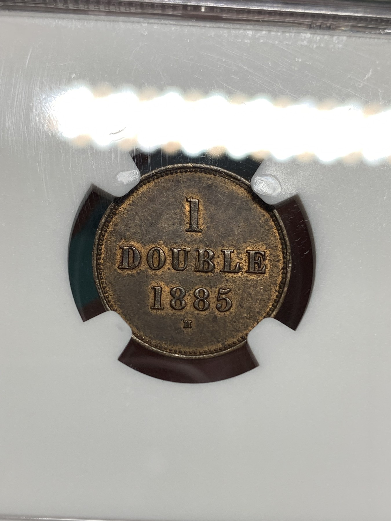 《竞宝斋》第186场-周日，周一 2场 (全场包邮) NGC MS62BN 1885年根西1D铜币，品相精美，维多利亚时期的好品少见