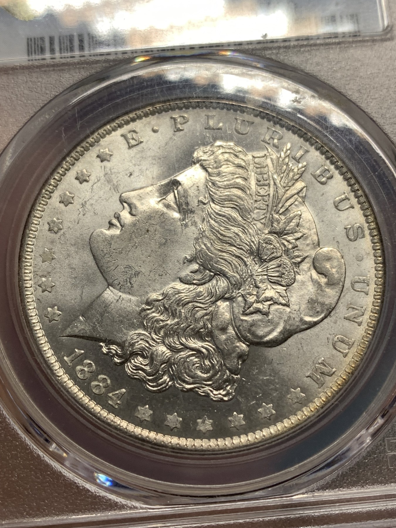 《竞宝斋》第186场-周日，周一 2场 (全场包邮) PCGS-MS63 美国 1884-O 摩根银元 光度好 细节优秀