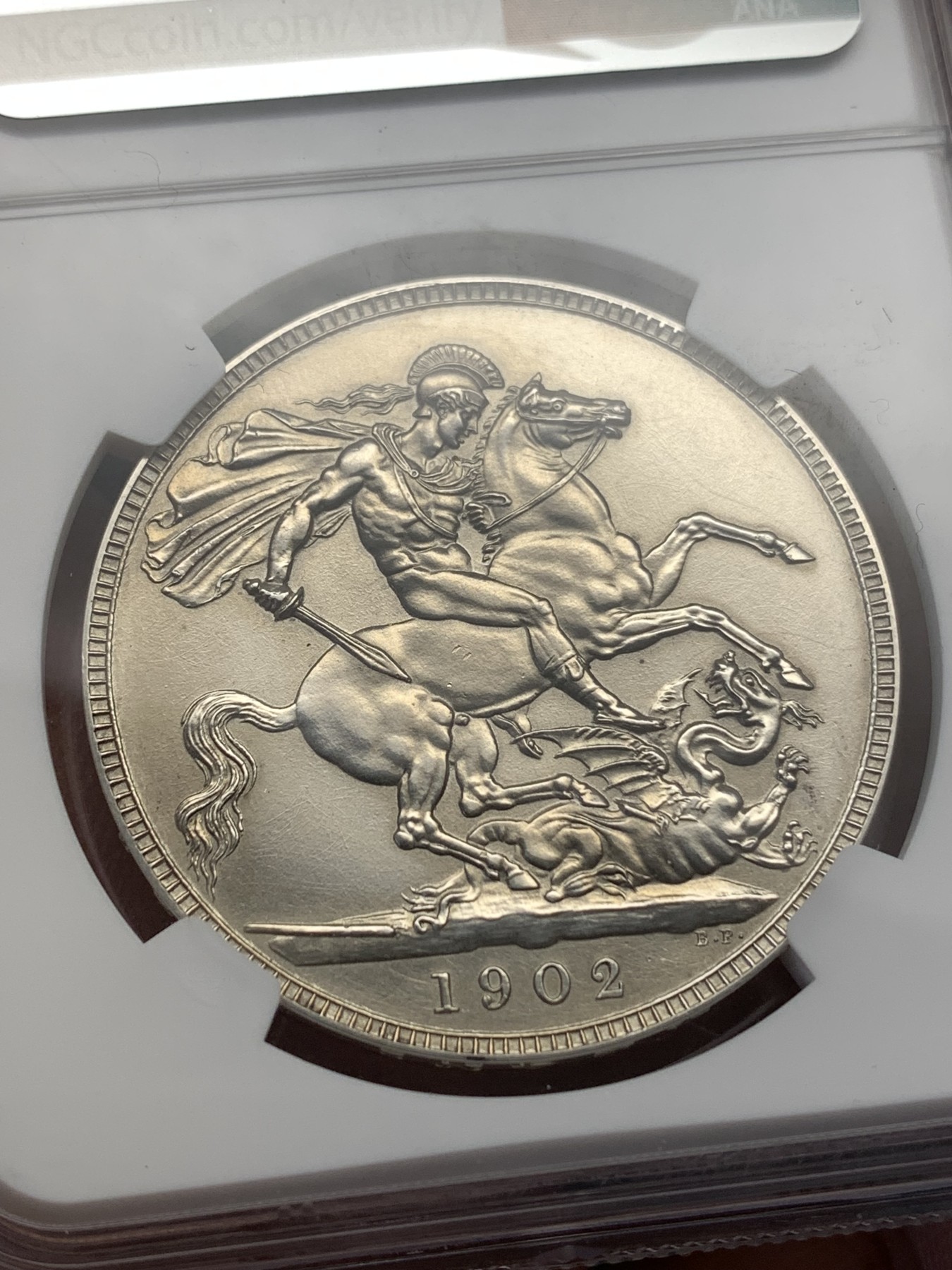 《竞宝斋》第186场-周日，周一 2场 (全场包邮) NGC PD 1902 英国爱德华七世马剑1克朗精制银币 经典不容错过