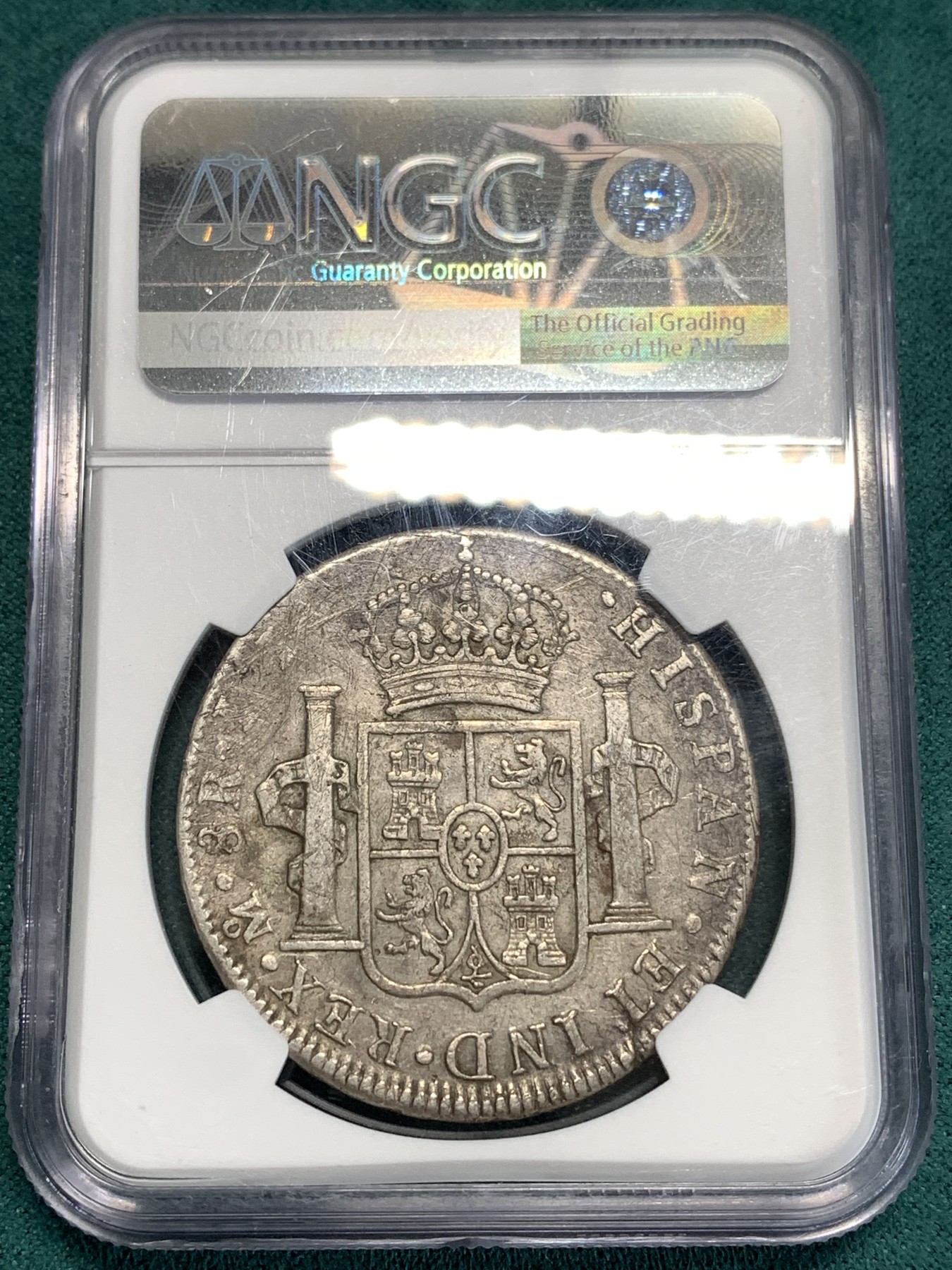 《竞宝斋》第186场-周日，周一 2场 (全场包邮) NGC–XF 墨西哥 1817年 费迪南七世 双柱大银币