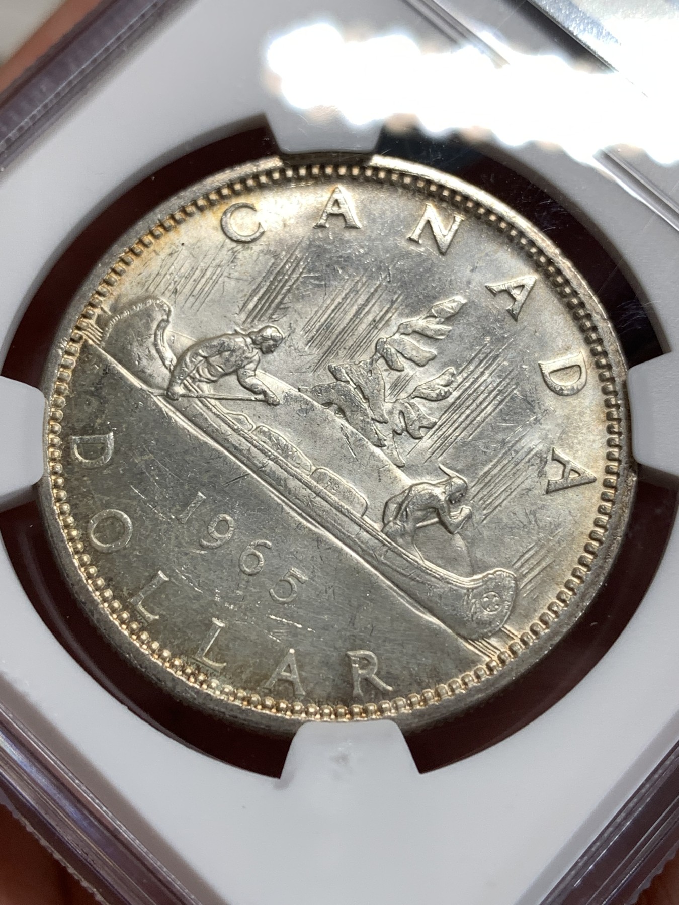 《竞宝斋》第186场-周日，周一 2场 (全场包邮) NGC MS63 1965年加拿大伊丽莎白二世划船大银币