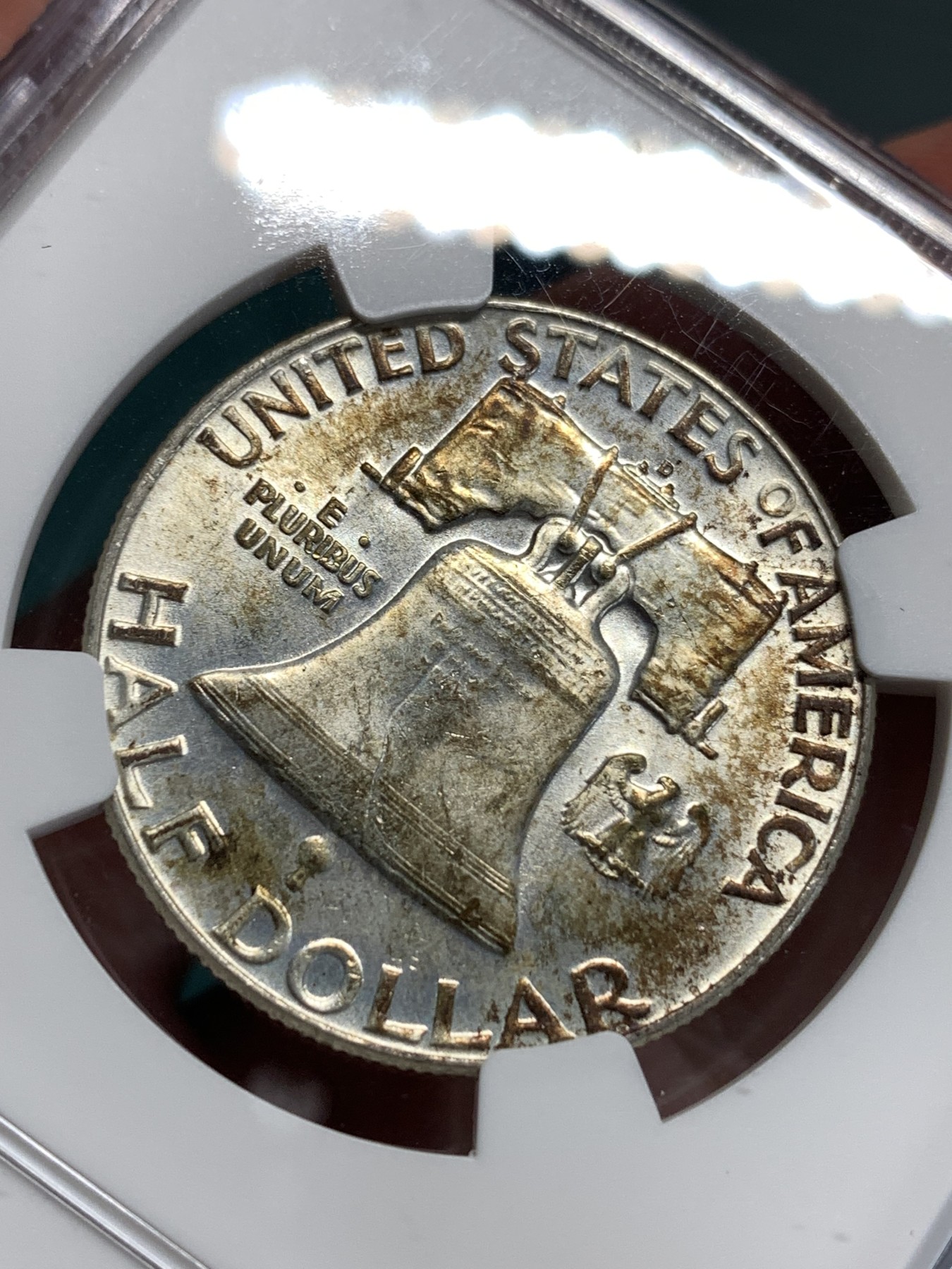 《竞宝斋》第186场-周日，周一 2场 (全场包邮) NGC MS65 1963年D版美国富兰克林50分，普制版本上65分很难得