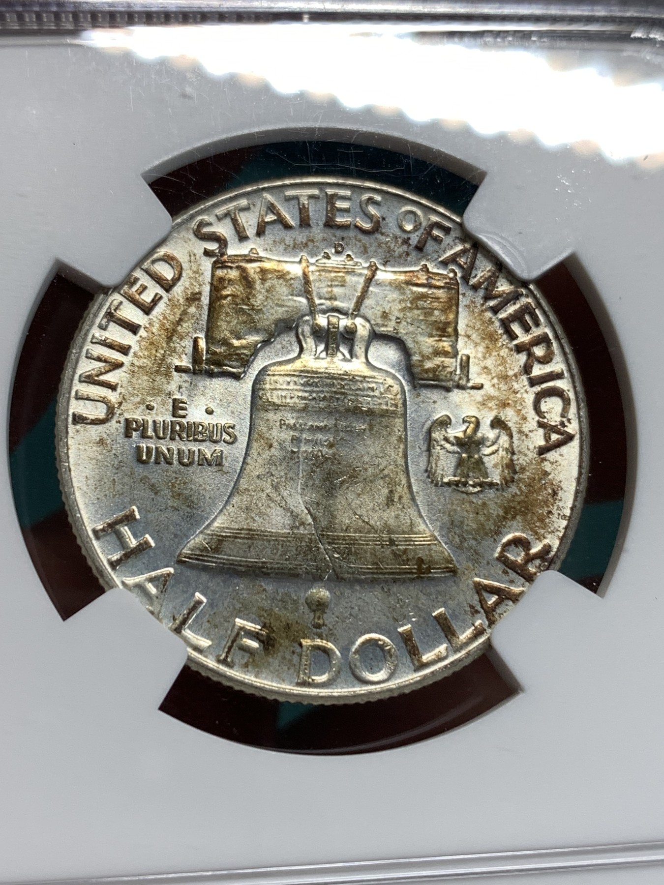 《竞宝斋》第186场-周日，周一 2场 (全场包邮) NGC MS65 1963年D版美国富兰克林50分，普制版本上65分很难得