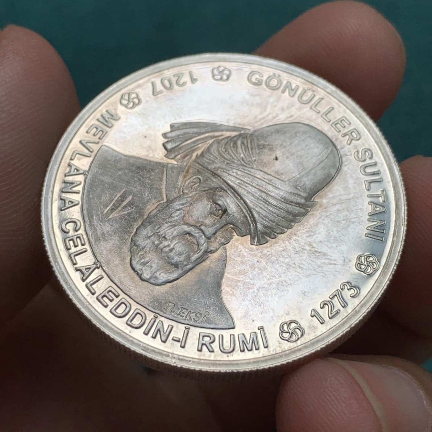 《竞宝斋》第186场-周日，周一 2场 (全场包邮) 土耳其2002年1千万里拉高值精制大银币，925银，直径38.61mm，重量31.42g