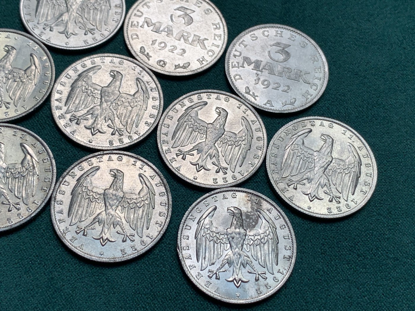 《竞宝斋》第186场-周日，周一 2场 (全场包邮) 德国 3马克 铝币 10枚一组