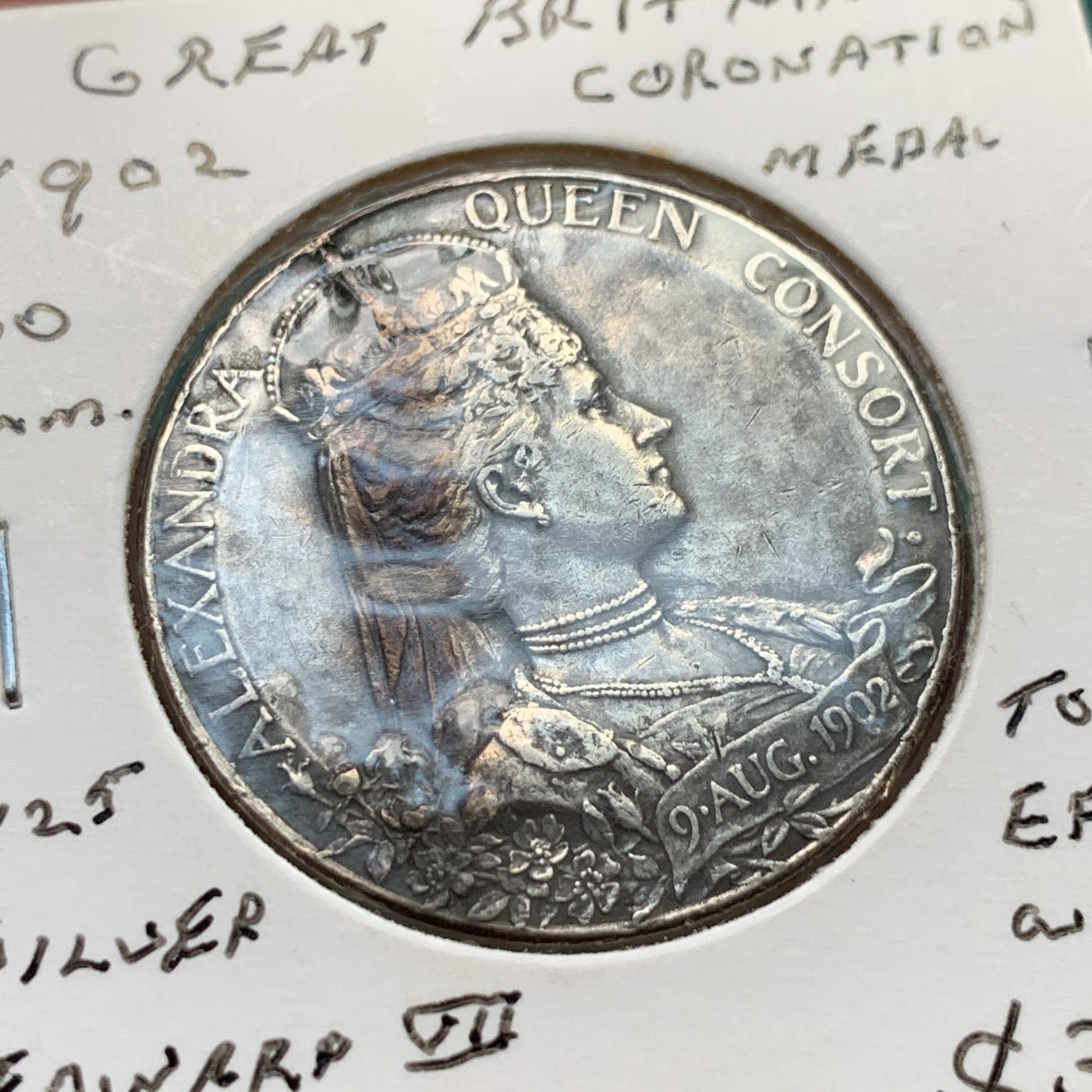 《竞宝斋》第186场-周日，周一 2场 (全场包邮) 英国 爱德华七世 1902年 登基纪念银章 12.7克 31mm直径