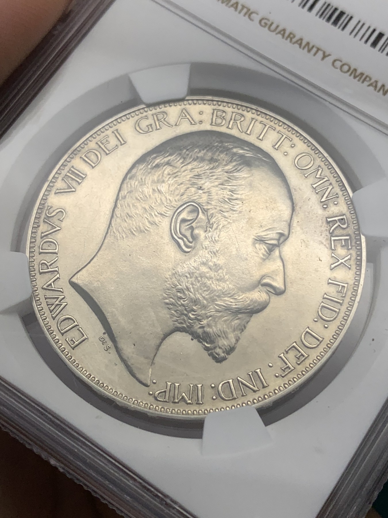 《竞宝斋》第186场-周日，周一 2场 (全场包邮) NGC PD 1902 英国爱德华七世马剑1克朗精制银币 经典不容错过