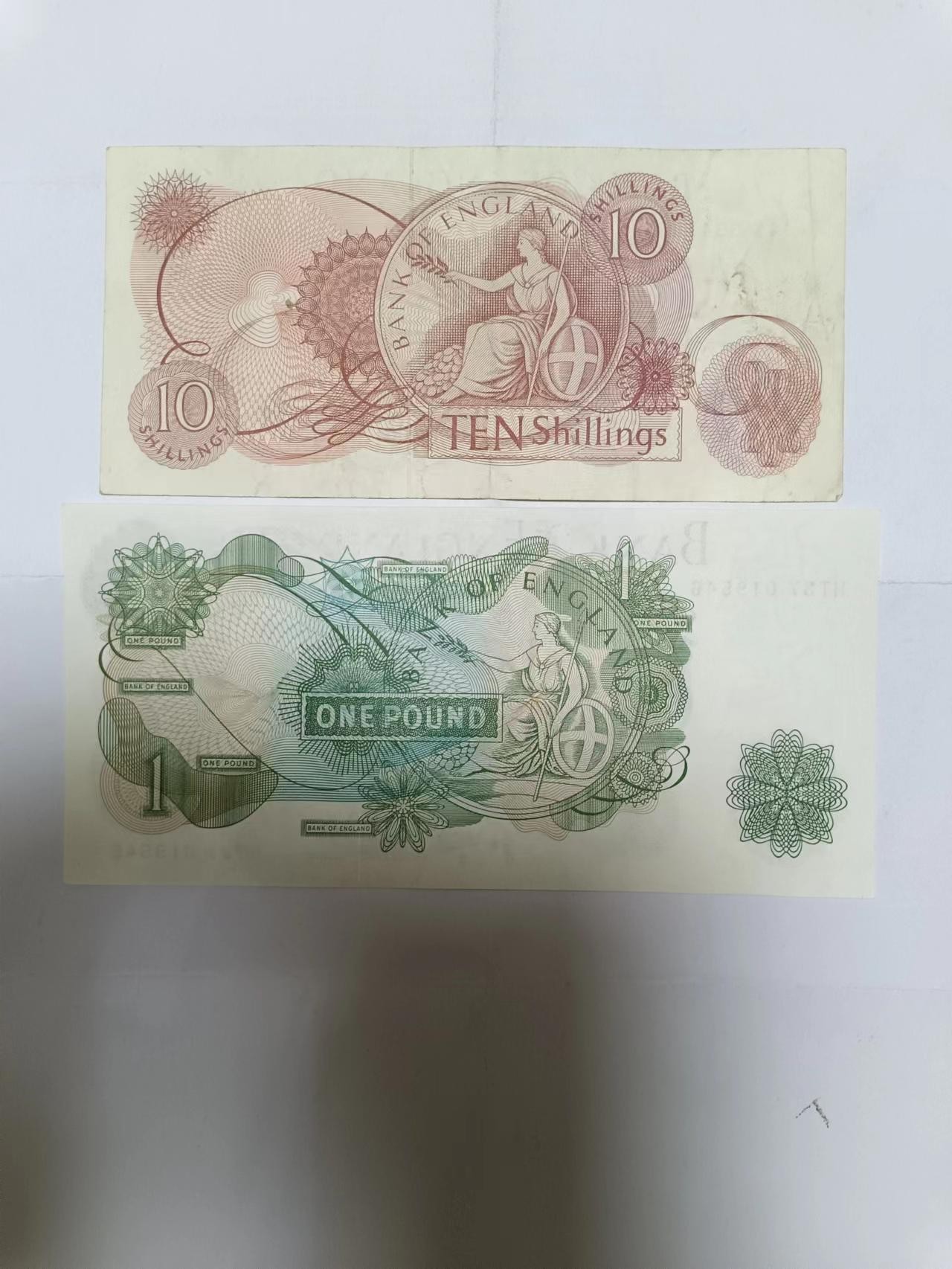 【20230802】非全新纸币第四十九场 英国C序列10先令、1镑