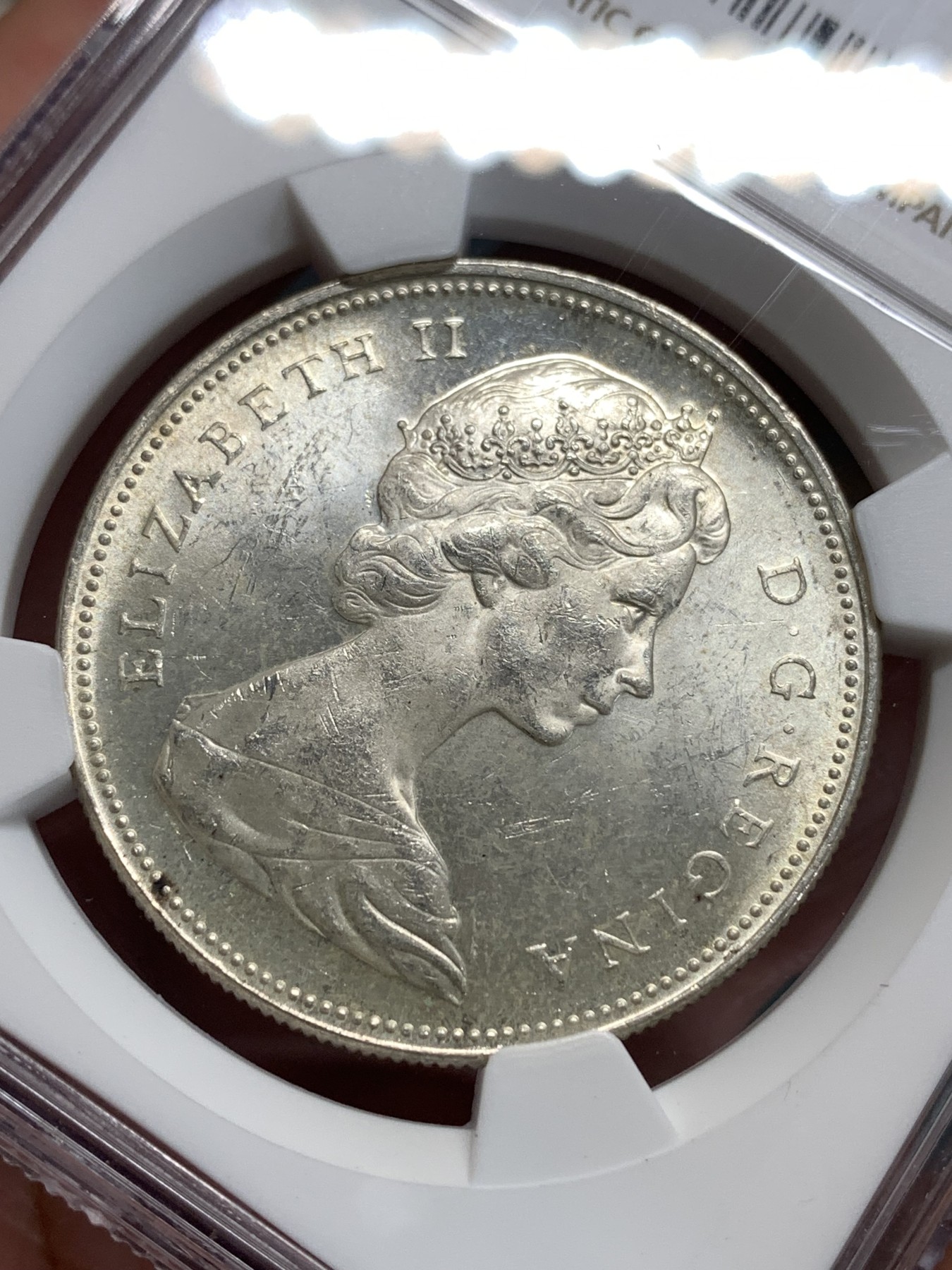 《竞宝斋》第186场-周日，周一 2场 (全场包邮) NGC MS63 1965年加拿大伊丽莎白二世划船大银币