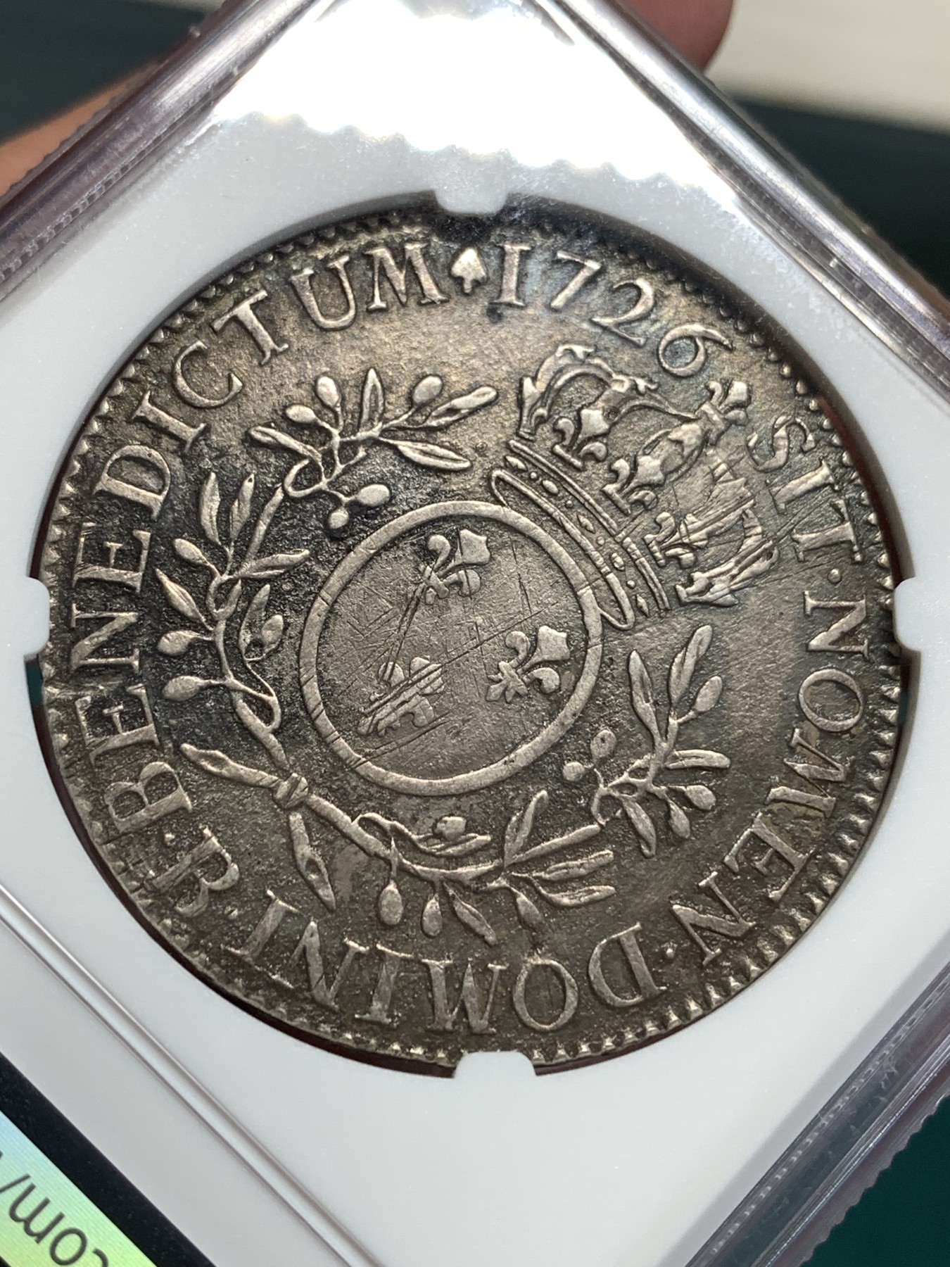 《竞宝斋》第186场-周日，周一 2场 (全场包邮) NGC XF 法国 1726年 路易十五 埃居大银币 双面深打极为少见 包浆太厚了，细节见图