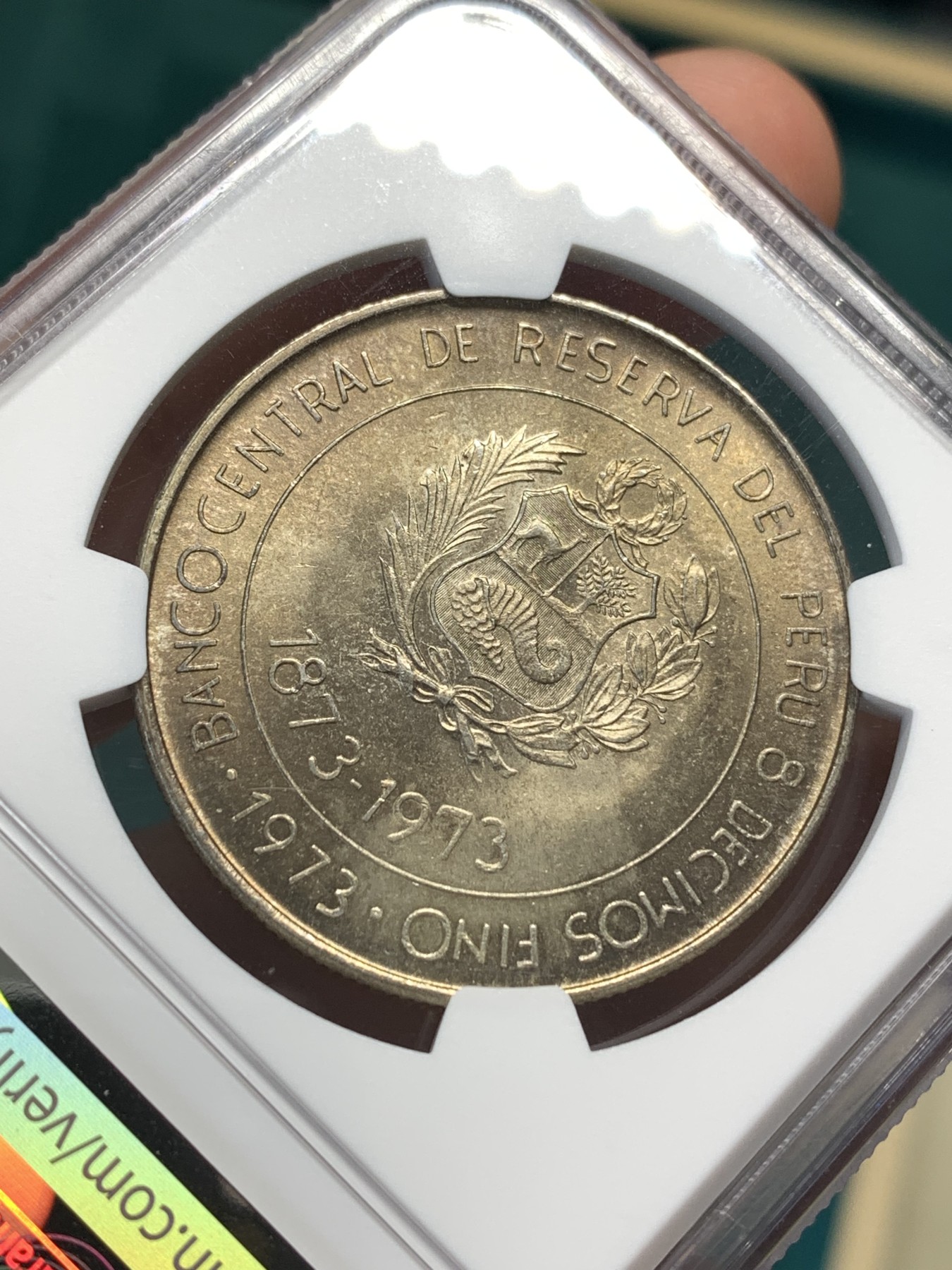 《竞宝斋》第186场-周日，周一 2场 (全场包邮) NGC MS66 秘鲁1973年100索尔纪念银币 日本贸易 百年纪念 难得高分