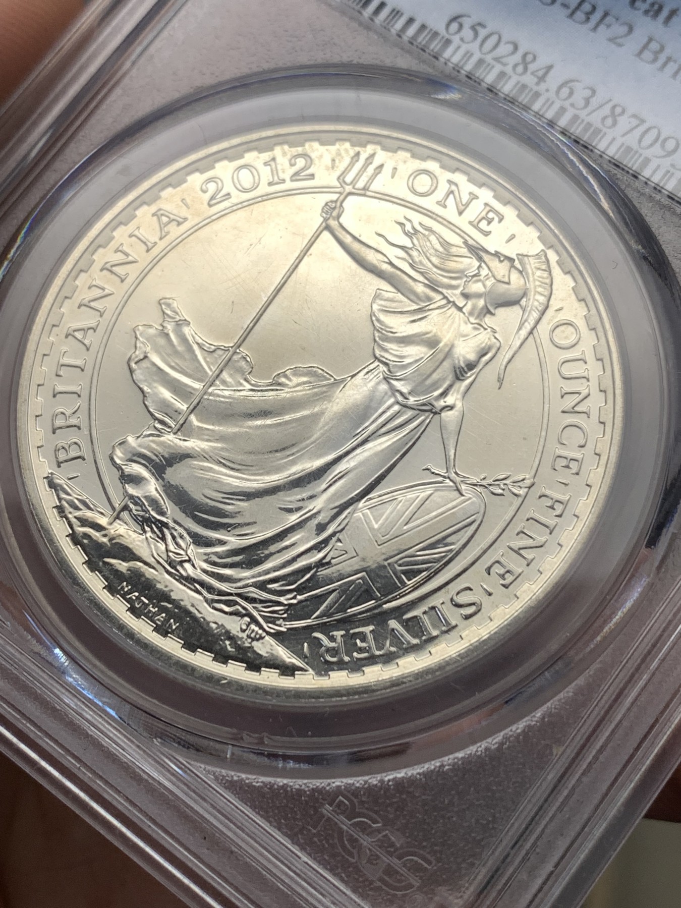 《竞宝斋》第186场-周日，周一 2场 (全场包邮) PCGS–MS63 英国 2012年 不列颠尼亚自由女神 2镑银币，含银量999