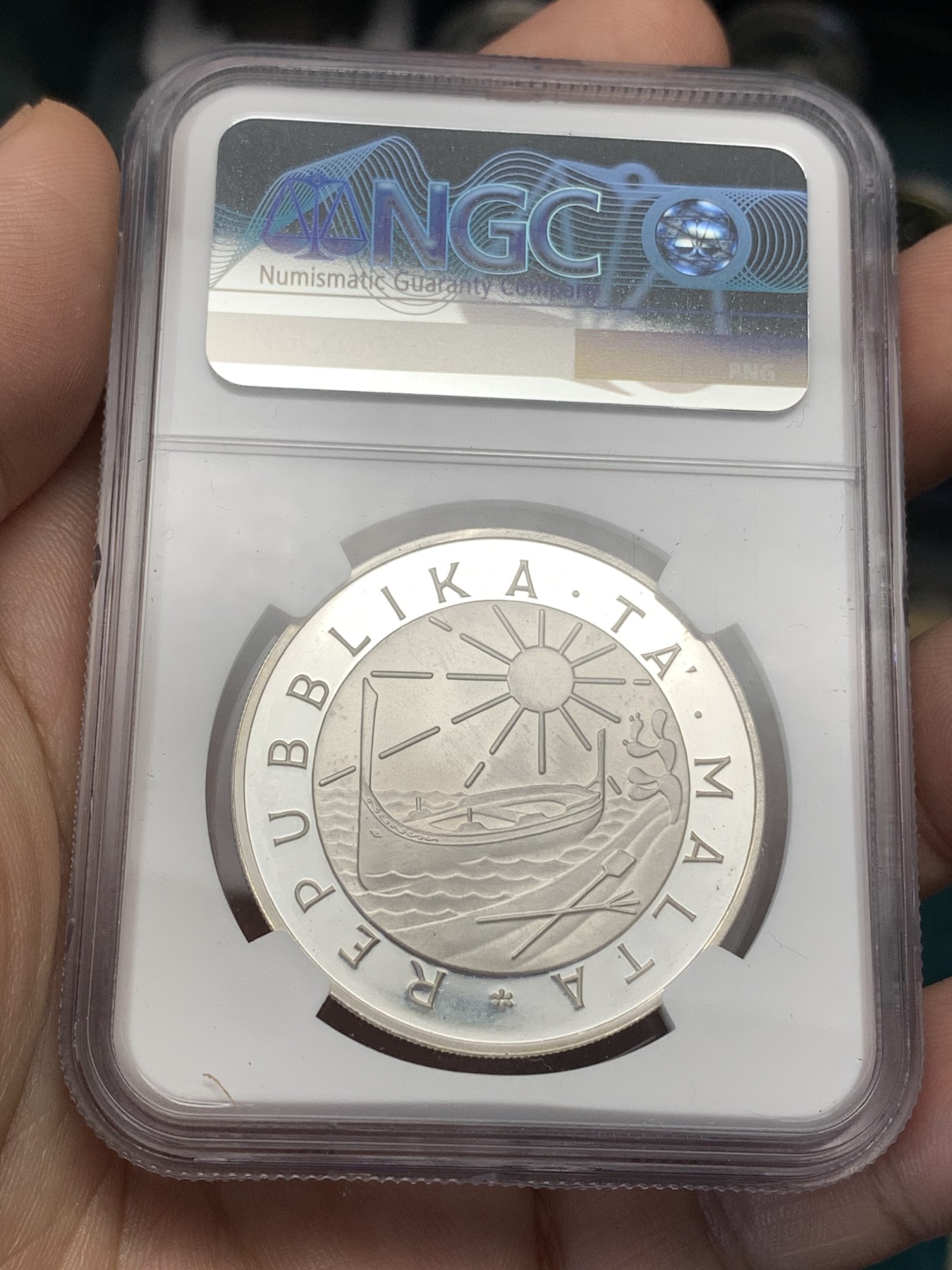 《竞宝斋》第186场-周日，周一 2场 (全场包邮) NGC PF64UC 马耳他 1981 国际青年会议 - 联合国儿童基金会 5P精制银币28.28克 925银