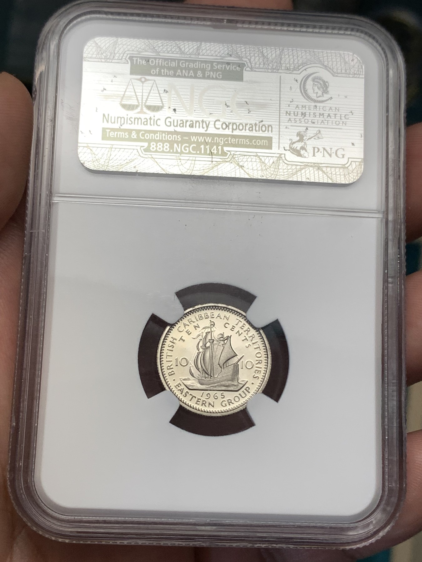 《竞宝斋》第186场-周日，周一 2场 (全场包邮) NGC-PF69UC英属东加勒比-精制女王-10 cent