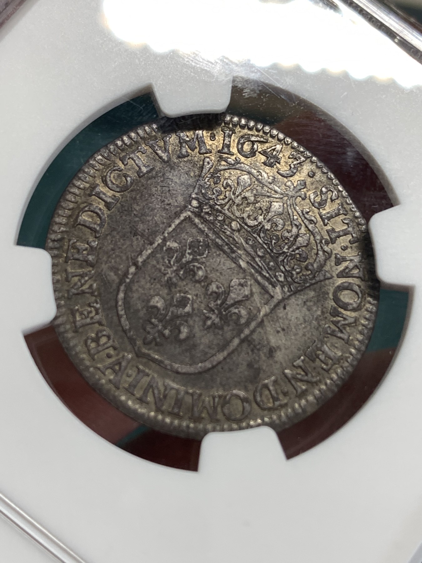 《竞宝斋》第186场-周日，周一 2场 (全场包邮) NGC VF 法国路易十四1643 首年版1/4埃居银币 极少见