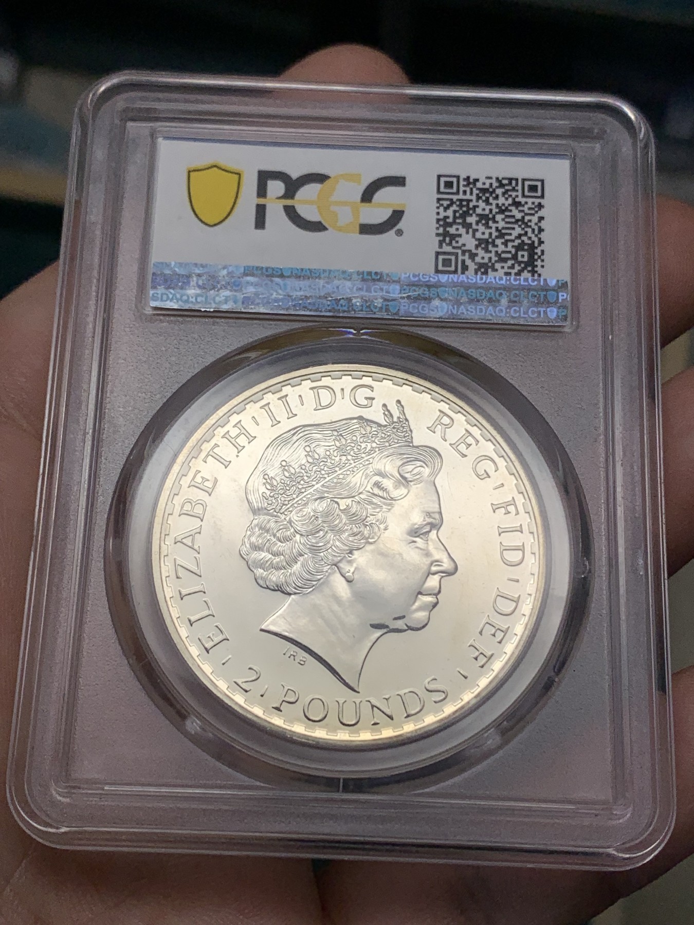 《竞宝斋》第186场-周日，周一 2场 (全场包邮) PCGS–MS63 英国 2012年 不列颠尼亚自由女神 2镑银币，含银量999