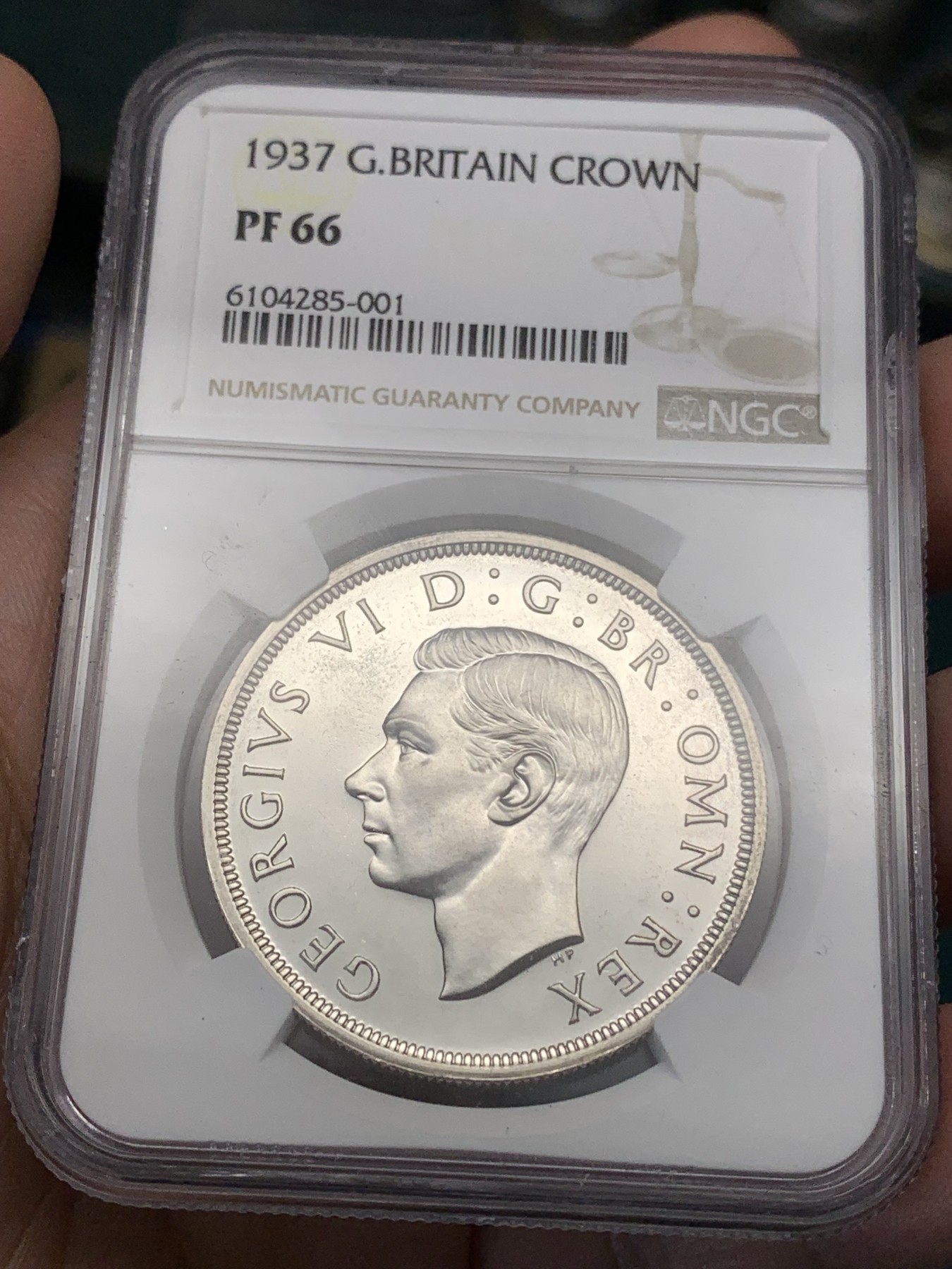 《竞宝斋》第186场-周日，周一 2场 (全场包邮) NGC PF66 英国1937年乔治六世精制镜面1克朗银币一枚 难得高分