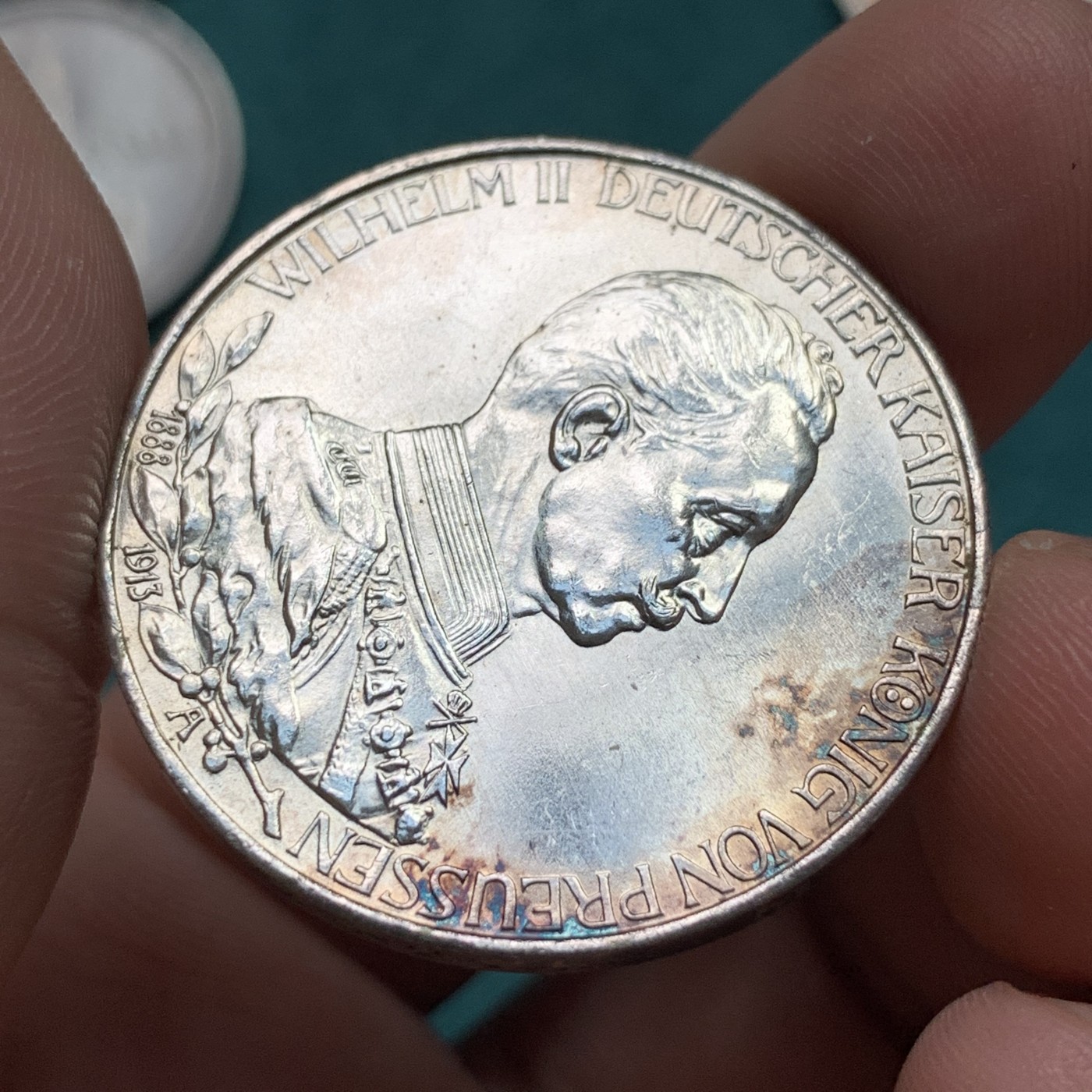 《竞宝斋》第186场-周日，周一 2场 (全场包邮) 德国 1913年 普鲁士 威廉二世 戎装 3马克银币 有MS的实力