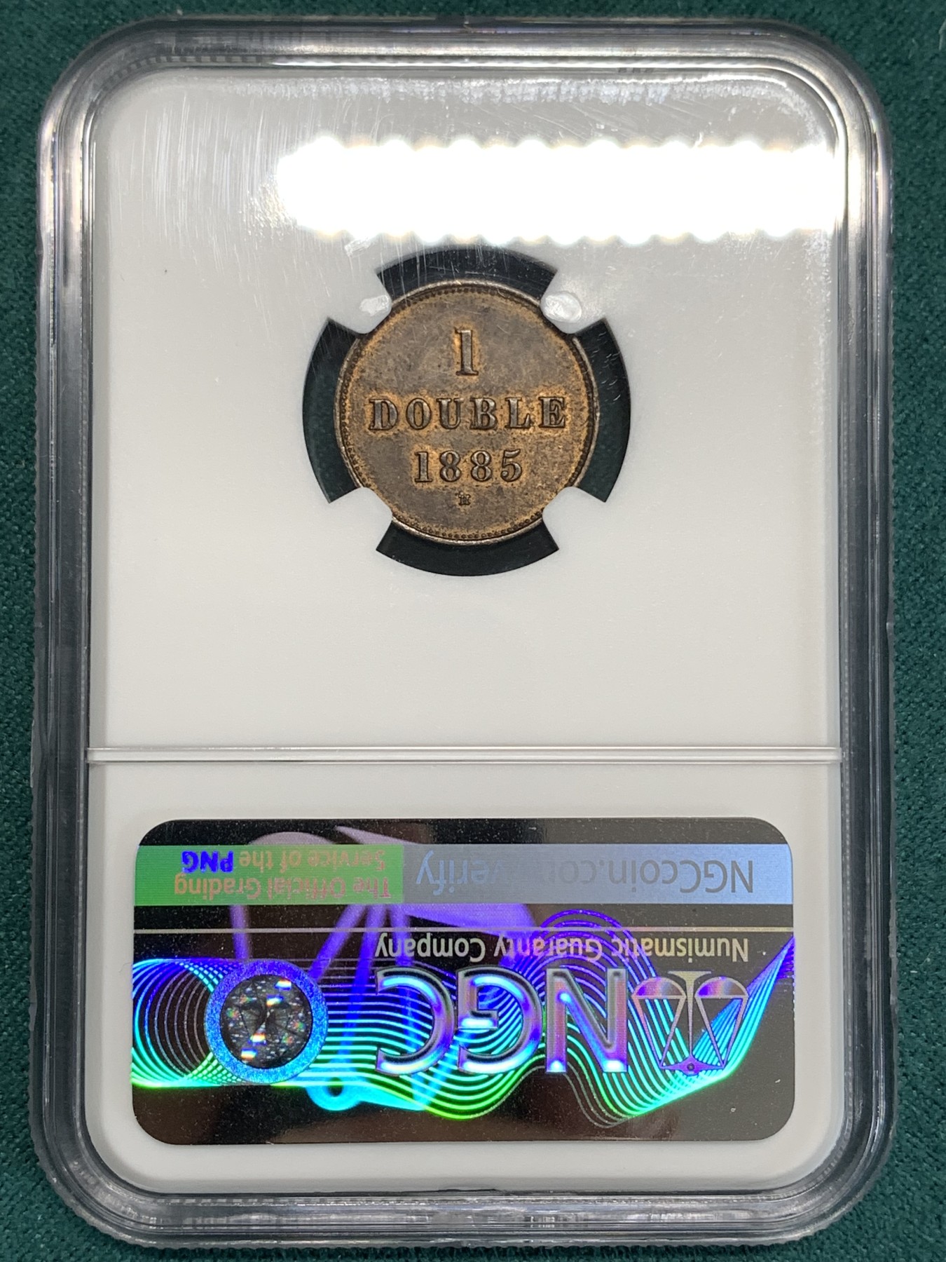 《竞宝斋》第186场-周日，周一 2场 (全场包邮) NGC MS62BN 1885年根西1D铜币，品相精美，维多利亚时期的好品少见