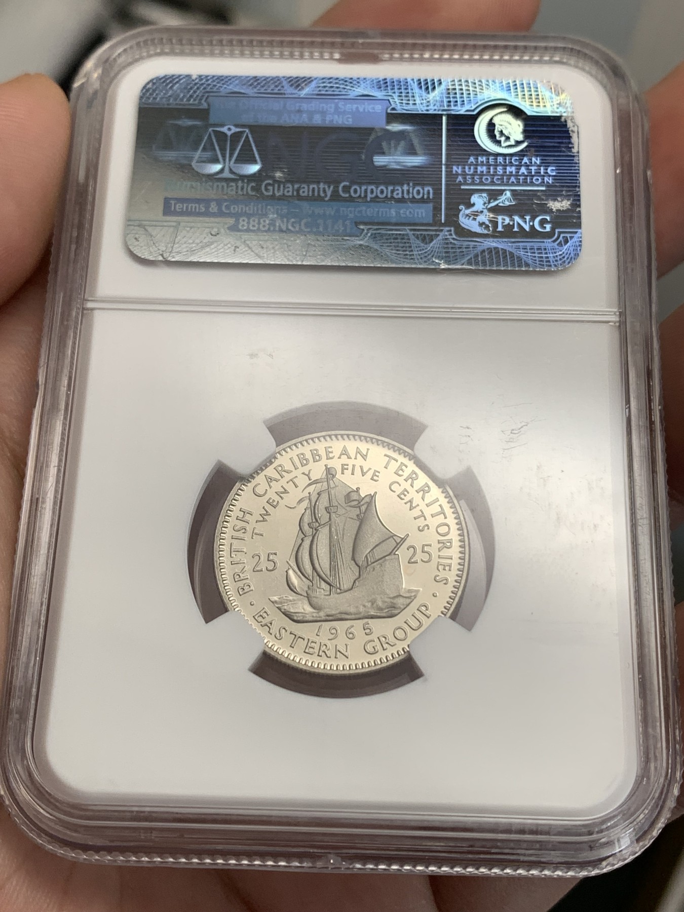 《竞宝斋》第186场-周日，周一 2场 (全场包邮) NGC-PF69UC英属东加勒比-精制女王-50 cent