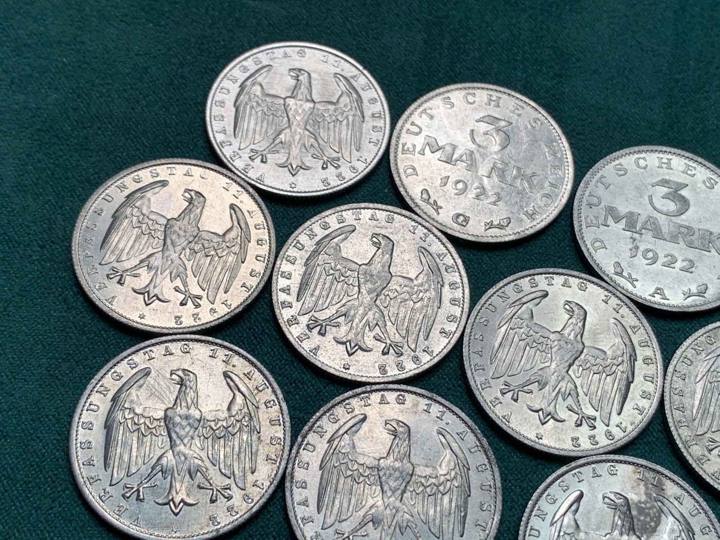 《竞宝斋》第186场-周日，周一 2场 (全场包邮) 德国 3马克 铝币 10枚一组