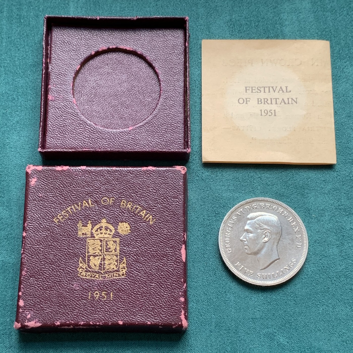 《竞宝斋》第186场-周日，周一 2场 (全场包邮) 英国1951年乔治六世 最后的马剑克朗型纪念币 盒证全