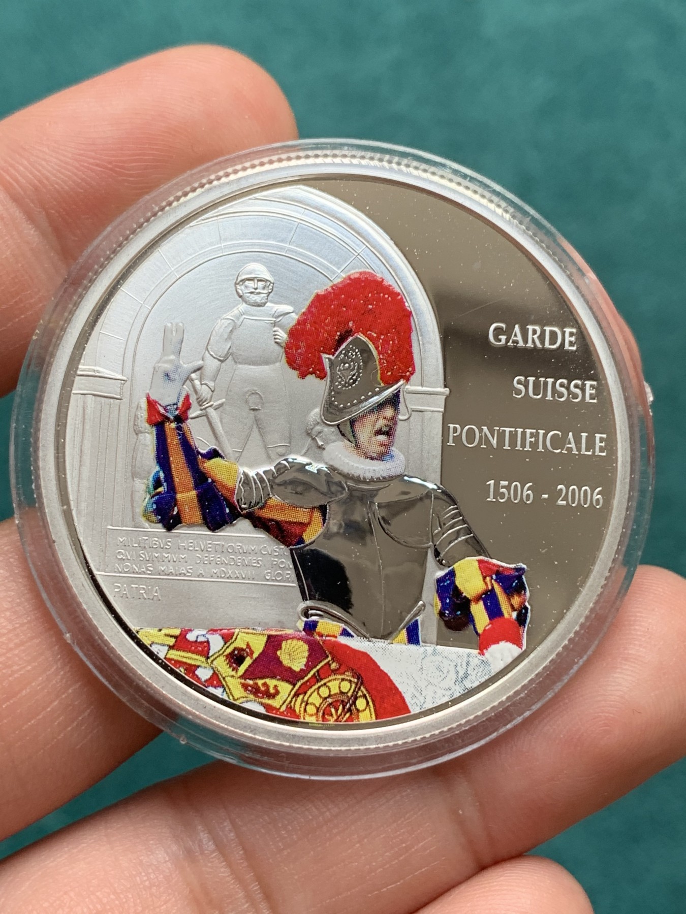 《竞宝斋》第186场-周日，周一 2场 (全场包邮) 刚果民主共和国 2006年 纪念瑞士卫队 500周年 10法郎 彩银银币 25克 925银