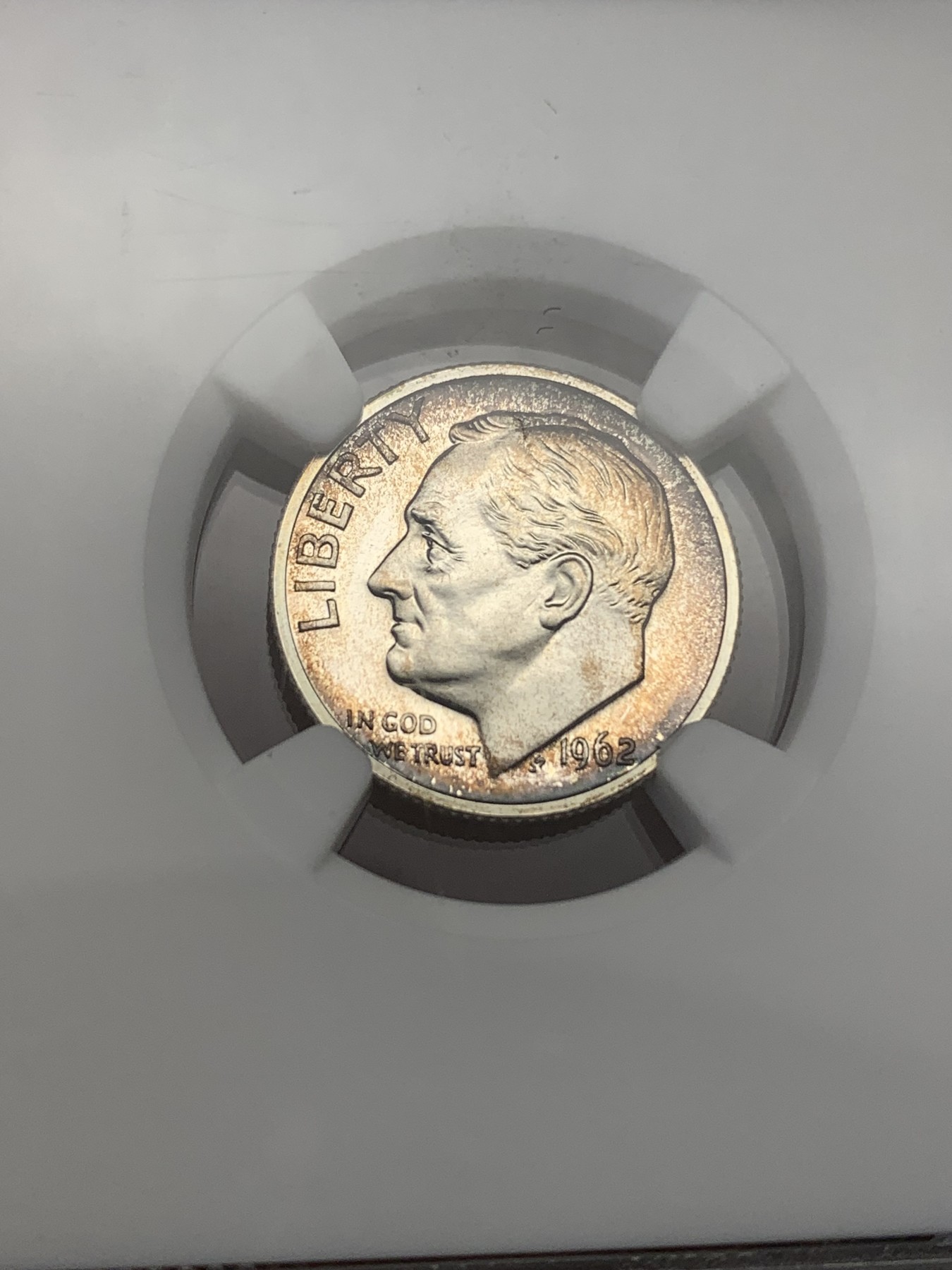 《竞宝斋》第186场-周日，周一 2场 (全场包邮) NGC-PF66 1962年美国罗斯福10分银币，少见早期精制版本,66分高分