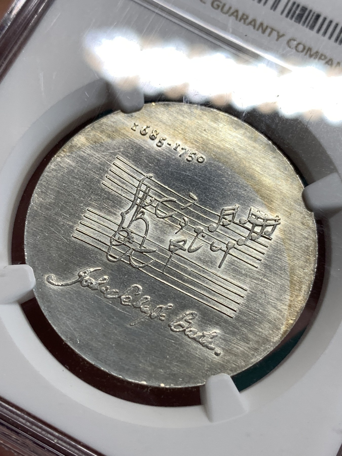 《竞宝斋》第186场-周日，周一 2场 (全场包邮) NGC UNC 德国 东德 巴赫逝世 225 周年纪念 20马克银币