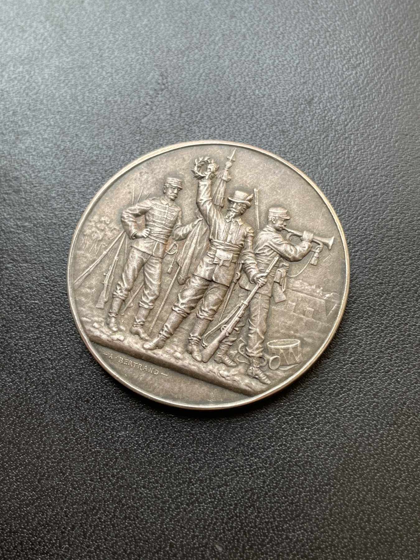 「木头集藏」章牌专场-第28期 A.Bertrand～法国军事射击银奖章 直径：37mm，21g