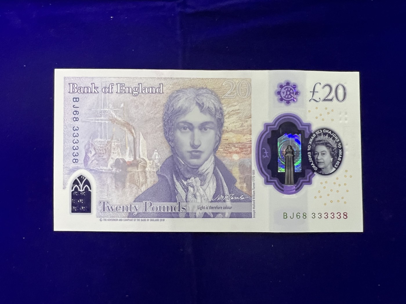 飞翔风筝第五场外国硬币纸币 民国纸币 纪念币 纪念章 英国2018年20磅号码稀少