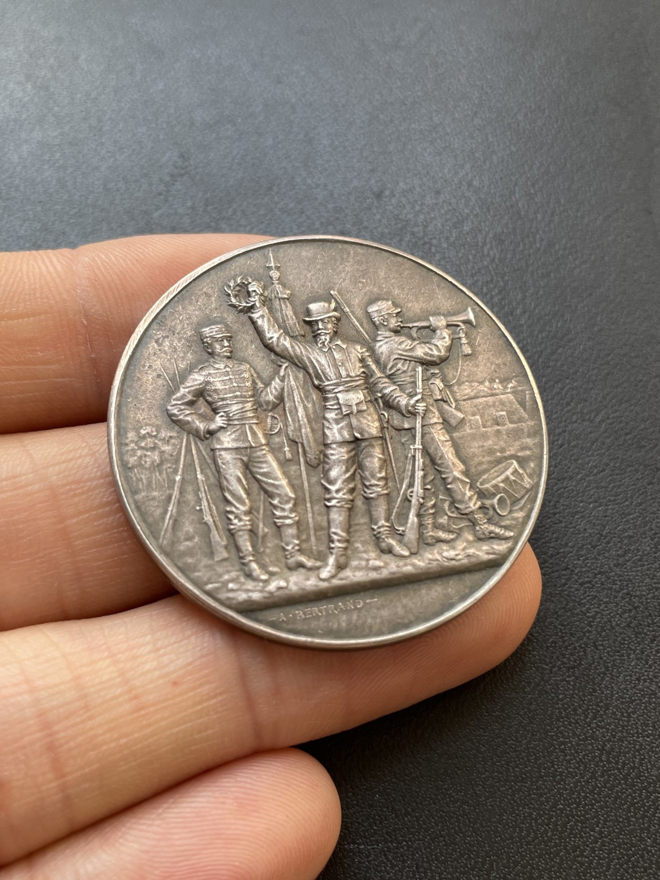 「木头集藏」章牌专场-第28期 A.Bertrand～法国军事射击银奖章 直径：37mm，21g